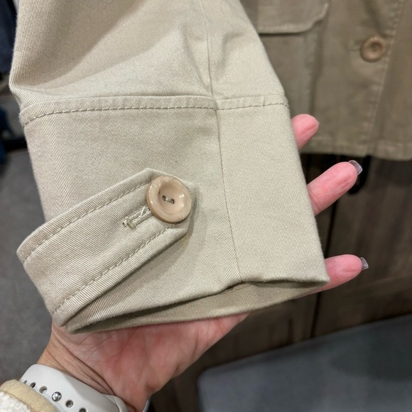 CJ Banks Crop Trench Coat size X (14W) Beige - Picture 6 of 10